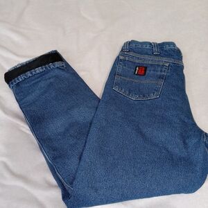 Wrangler Riggs Jeans Men's 36x34 Blue Quilted Fleece Lined Insulated Heavy EUC